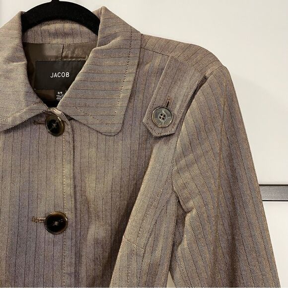 [3/4] Jacob Brown & Tan Fall Long Sleeve Belted Trench Coat Rain Jacket Women’s - Picture 7 of 12